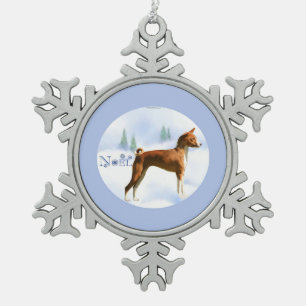Noel Basenji Sleutelhanger Tin Sneeuwvlok Ornament