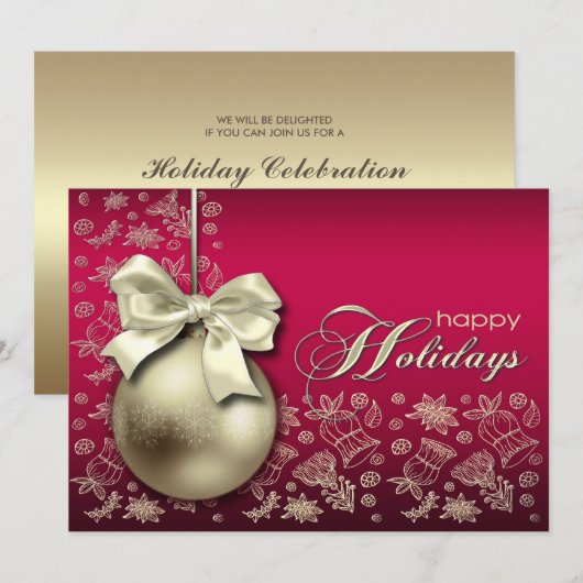 Noël Bauble Fête de Noël Invitation (Devant / Derrière)