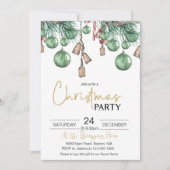 Noël Baubles Dîner Fête Invitation (Devant)