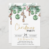 Noël Baubles Dîner Fête Invitation (Devant / Derrière)