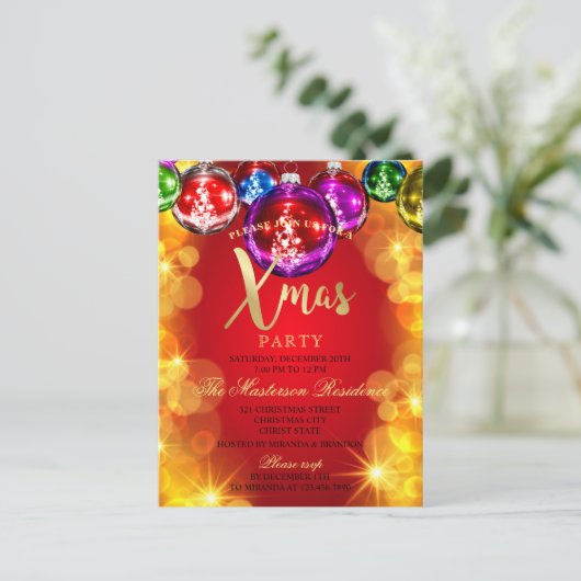 Noël Baubles Fête Noël Invitation (Debout devant)