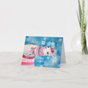 Noël Bébé Animaux Llama Carte de voeux de Noël