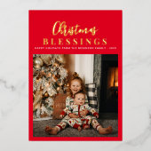 Noël bénédiction écriture or Carte de vacances (Recto)