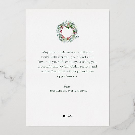 Noël bénédiction écriture or Carte de vacances (Verso)