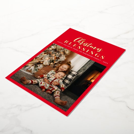 Noël bénédiction écriture or Carte de vacances (Rotation)