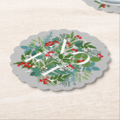 NOEL Berries en Greenery Kerstmis Kartonnen Onderzetters (Gekanteld)