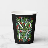 NOEL Berries Greenery Personalized Black Papieren Bekers (Achterkant)
