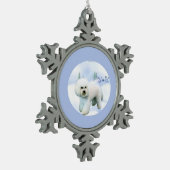 Noel Bichon Frise Tin Sneeuwvlok Ornament (Links)