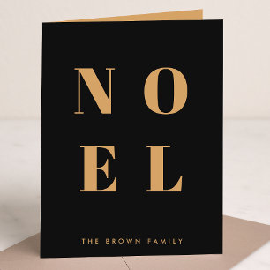 Noel Black en Gold   Trendy stijlvolle kerst Feestdagen Kaart