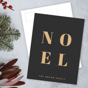 Noel Black en Gold   Trendy stijlvolle kerst Feestdagenkaart