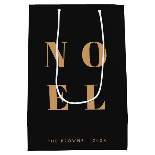 Noel Black en Gold | Trendy stijlvolle kerst Medium Cadeauzakje (Achterkant)