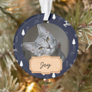 Noël bleu blanc vacances Photo de chat personnalis