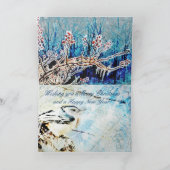 "Noël bleu", cartes de Noël, ferme, grange (Intérieur)