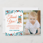 Noël Bleu Cerf Anniversaire Merci Carte photo (Devant)