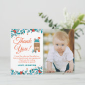 Noël Bleu Cerf Anniversaire Merci Carte photo (Debout devant)