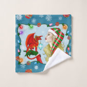 Noël Blonde Elf Red Dragon Imaginaire (Gant de toilette)
