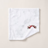 Noël Boho Chic Floral Branche Marbre Monogramme (Gant de toilette)