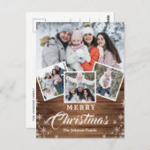 Noël Bois Rustique 4 PHOTO Carte de Vœux Fêtes (Devant / Derrière)