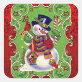 Noël bonhomme de neige autocollant de vacances (Devant)