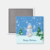 Noël bonhomme de neige et arbres Magnet (Recto/Verso)