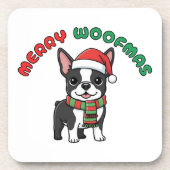 Noël Boston Terrier Dessous de verre : Joyeux Woof (Devant)