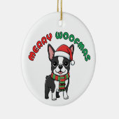 Noël Boston Terrier Ornement : Joyeux Woofmas (Droite)
