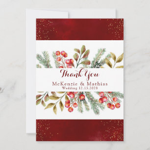 Noël Bourgogne Gold Mariage Merci Cartes