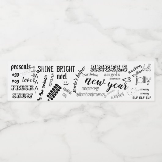 Noël Bouteille d'eau Étiquette mots amusants fête  (Étiquettes simples)