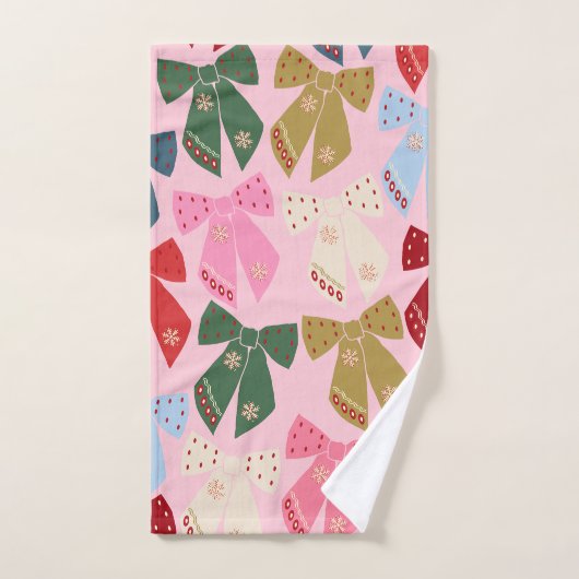 Noël Bows Coquette rose (Serviette à main)
