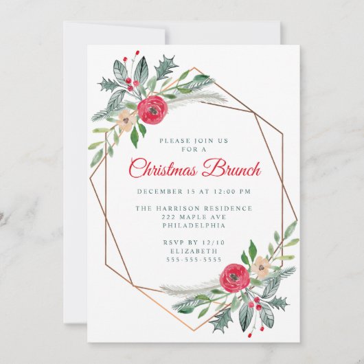 Noël Brunch Hiver Fête de verdure Invitation (Devant)