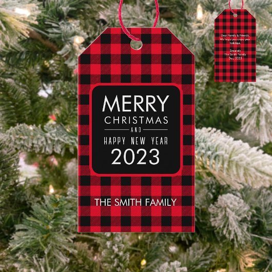 Noël Buffalo Plaid Favoriser les étiquettes cadeau