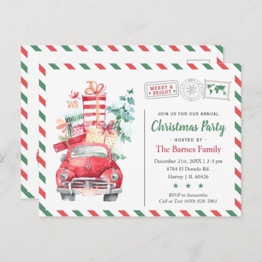 Noël Camion Fête Dîner Invitation (Devant / Derrière)