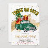 Noël Camion Rouge Invitation Anniversaire (Devant / Derrière)