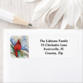 Noël Cardinal Bird Aquarelle Étiquettes de adresse (En situation)