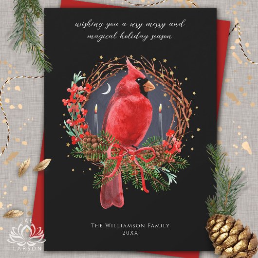 Noël Cardinal Rouge Yule Solstice Carte de vacance