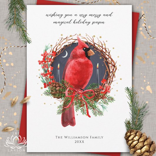 Noël Cardinal Rouge Yule Solstice Carte de vacance