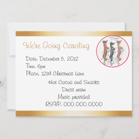 Noël Caroling Chèvres Invitation (Dos)