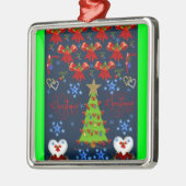 Noël carré premium ornement bleu vert foncé (Gauche)