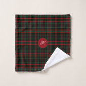 Noël, carreaux rouge vert noir irlandais Monogramm (Gant de toilette)