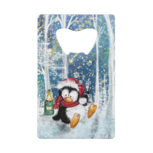 Noël Carte de crédit Bouteille Ouvert Pingouin Par