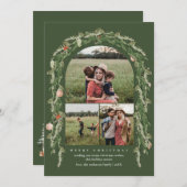 Noël Carte photo de verdure botanique et florale (Devant / Derrière)