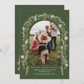 Noël Carte photo de verdure botanique et florale (Devant / Derrière)