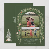Noël Carte photo de verdure botanique et florale (Devant / Derrière)