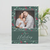 Noël carte photo vert rouge baies Noël (Debout devant)