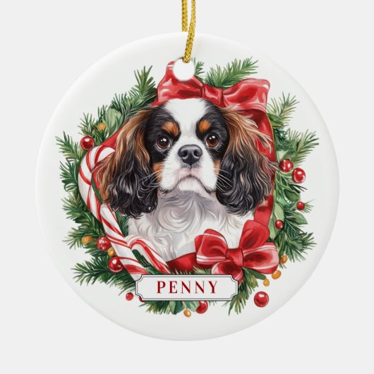 Noël Cavalier King Charles Dog Ornement (Devant)