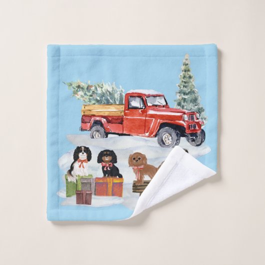 Noël Cavalier King Charles Spaniel Serviette à mai (Gant de toilette)