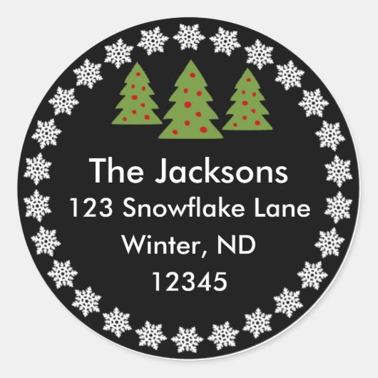 Noël Chalkboard Snowflake Tree Étiquette de adress (Devant)