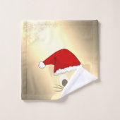 Noël Chat de vacances, Chapeau de Noël, Flammes de (Gant de toilette)