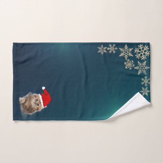 Noël Chat de vacances Santa Hat, Flammes de neige, (Serviette à main)