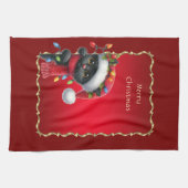 Noël Chat Noir Vacances Serviette de cuisine (Horizontal)
